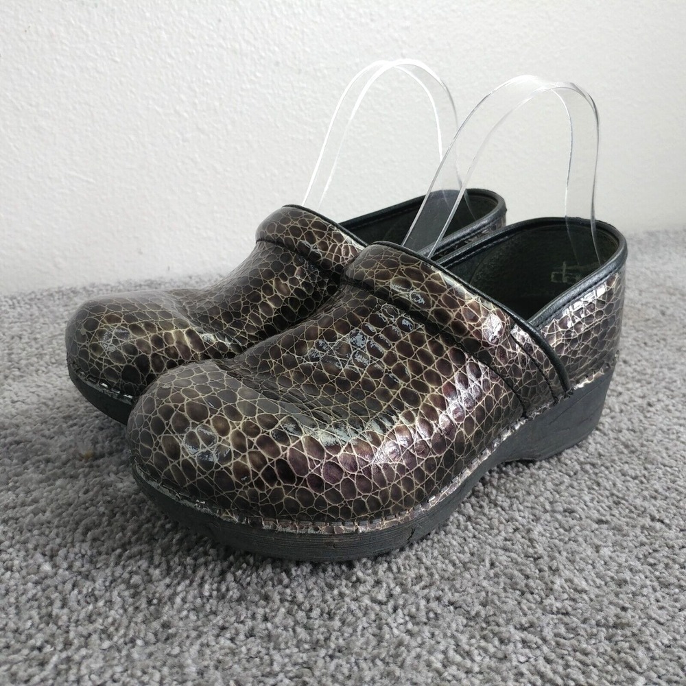 Dansko Professional XP 2.0 Clogs Womens 37 EU Shoes Slip On Black Green Silver
